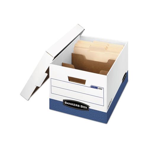 R-kive Heavy-duty Storage Boxes With Dividers, Letter-legal Files, 12.75" X 16.5" X 10.38", White-blue, 12-carton