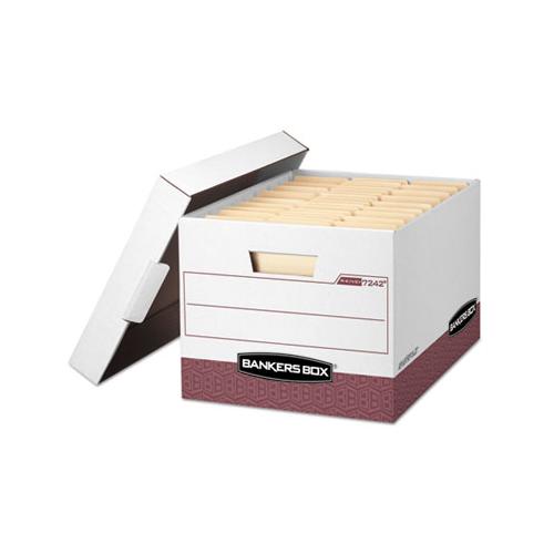 R-kive Heavy-duty Storage Boxes, Letter-legal Files, 12.75" X 16.5" X 10.38", White-red, 12-carton