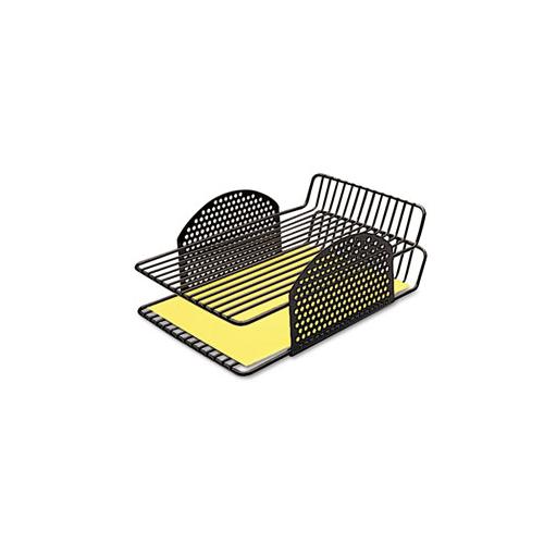 Perf-ect Double Letter Tray, 2 Sections, Letter Size Files, 9.63" X 12.56" X 4.88", Black