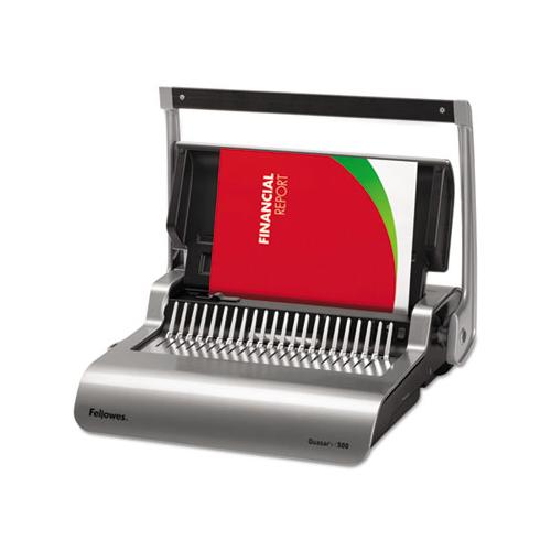 Quasar 500 Manual Comb Binding System, 18 1-8 X 15 3-8 X 5 1-8, Metallic Gray