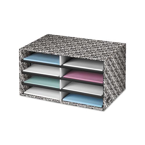 Decorative Sorter, 8 Letter Sections, 19 1-2 X 12 3-8 X 10 1-4, Bk-we Brocade