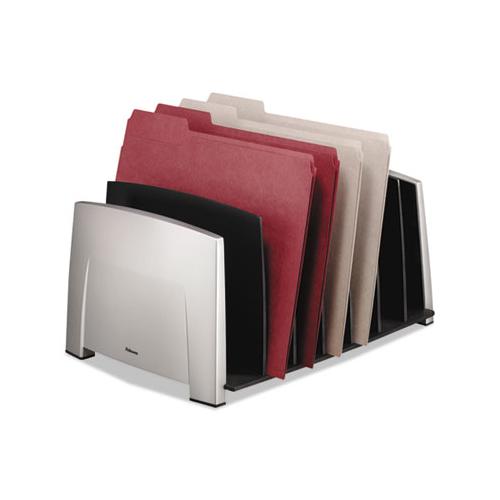 Office Suites File Sorter, 7 Sections, Letter Size Files, 14.5" X 10.31" X 7.5", Black-silver