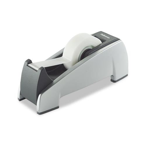 Office Suites Desktop Tape Dispenser, 1" Core, Plastic, Heavy Base, Black-silver