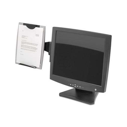 Office Suites Monitor Mount Copyholder, Plastic, Holds 150 Sheets, Black-silver