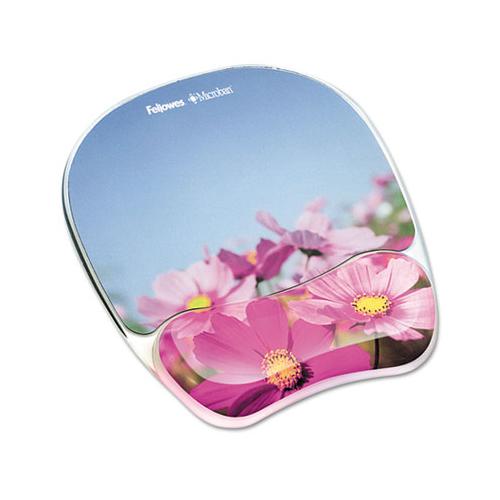 Gel Mouse Pad W-wrist Rest, Photo, 9 1-4 X 7 1-3, Pink Flowers
