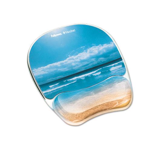 Gel Mouse Pad W-wrist Rest, Photo, 7 7-8 X 9 1-4, Sandy Beach