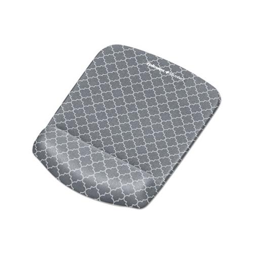 Plushtouch Mouse Pad With Wrist Rest, 7 1-4 X 9 3-8 X 1, Gray-white Lattice
