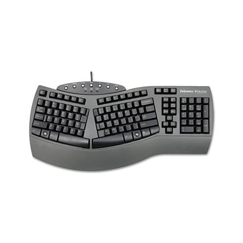 Ergonomic Split-design Keyboard W-antimicrobial Protection, 105 Keys, Black