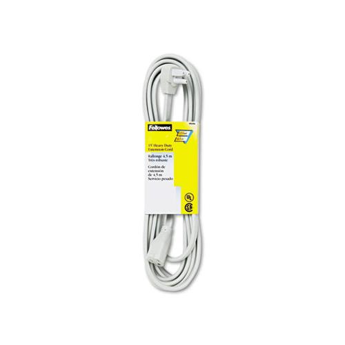 Indoor Heavy-duty Extension Cord, 3-prong Plug, 1-outlet, 15ft Length, Gray