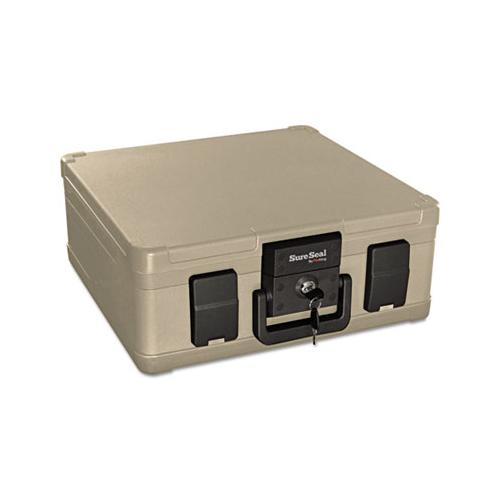 Fire And Waterproof Chest, 0.27 Cu Ft, 15.9w X 12.4d X 6.5h, Taupe