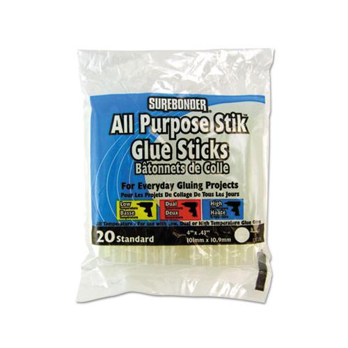 Hot Melt Glue Sticks, 0.43" X 4", Dries Clear, 20-pack