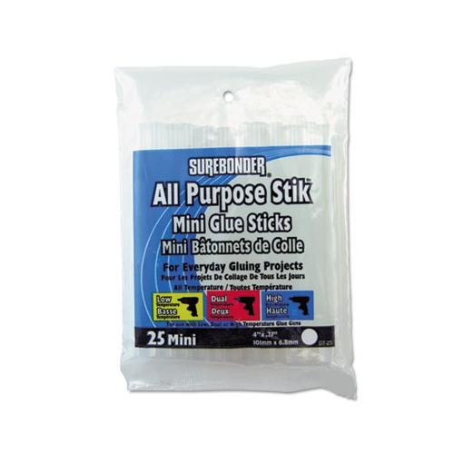 Hot Melt Glue Sticks, 0.27" X 4", Dries White, 25-pack