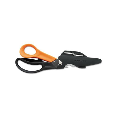 Cuts+more Scissors, 9" Long, 3.5" Cut Length, Black-orange Offset Handle