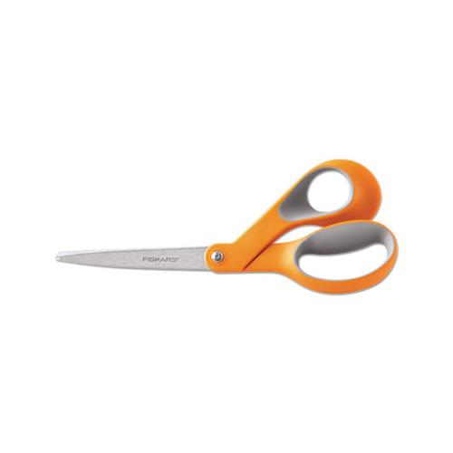 Home And Office Scissors, 8" Long, 3.5" Cut Length, Orange-gray Offset Handle