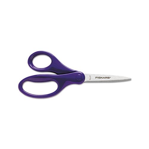 Kids-student Scissors, Pointed Tip, 7" Long, 2.75" Cut Length, Assorted Straight Handles