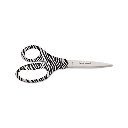 Performance Designer Zebra Scissors, 8" Long, 1.75" Cut Length, Black-white Straight Handle