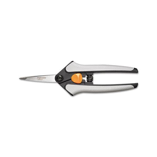 Easy Action Micro-tip Scissors, Pointed Tip, 5" Long, 1.75" Cut Length, Gray Straight Handle