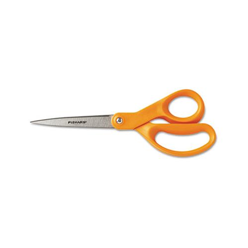 Home And Office Scissors, 8" Long, 3.5" Cut Length, Orange Straight Handle