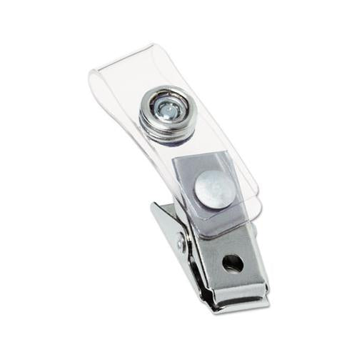 Badge Clips W-plastic Straps, 0.5" X 1.5", Silver, 100-box