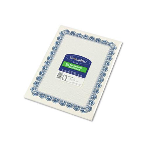 Parchment Paper Certificates, 8-1-2 X 11, Blue Royalty Border, 50-pack