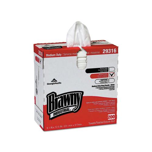 Brawny Industrial Lightweight Shop Towel, 9 1-10" X 12 1-2", White, 2000-carton