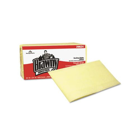 Brawny Industrial Dusting Cloths, Quarterfold, 24x24, Yellow, 50-pk, 4-ct