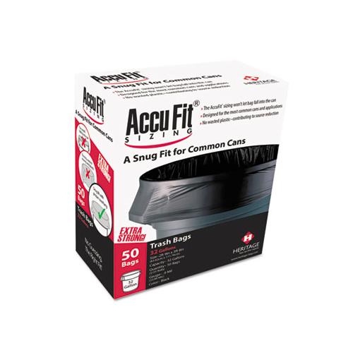 Linear Low Density Can Liners With Accufit Sizing, 23 Gal, 0.9 Mil, 28" X 45", Black, 50-box
