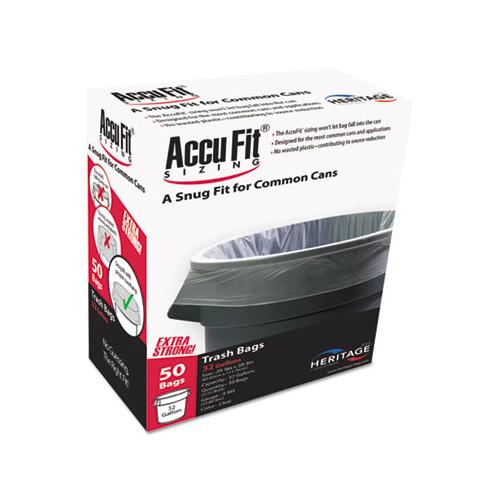 Linear Low Density Can Liners With Accufit Sizing, 44 Gal, 0.9 Mil, 37" X 50", Clear, 50-box