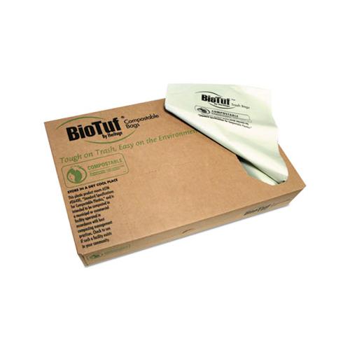 Biotuf Compostable Can Liners, 45 Gal, 0.9 Mil, 40" X 46", Green, 100-carton