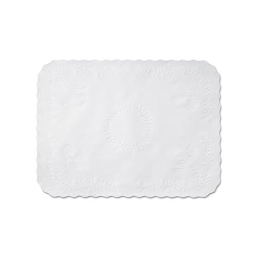Anniversary Embossed Scalloped Edge Tray Mat, 14 X 19, White, 1,000-carton