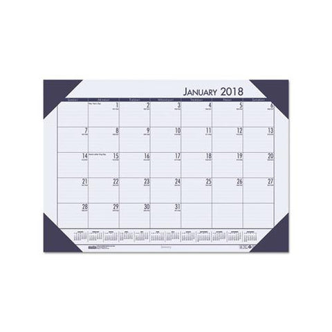 Recycled Ecotones Ocean Blue Monthly Desk Pad Calendar, 22 X 17, 2021
