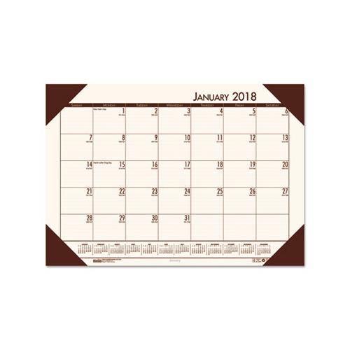 Recycled Ecotones Moonlight Cream Monthly Desk Pad Calendar, 22 X 17, 2021