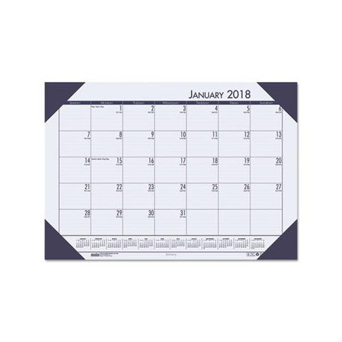 Recycled Ecotones Ocean Blue Monthly Desk Pad Calendar, 18.5 X 13, 2021