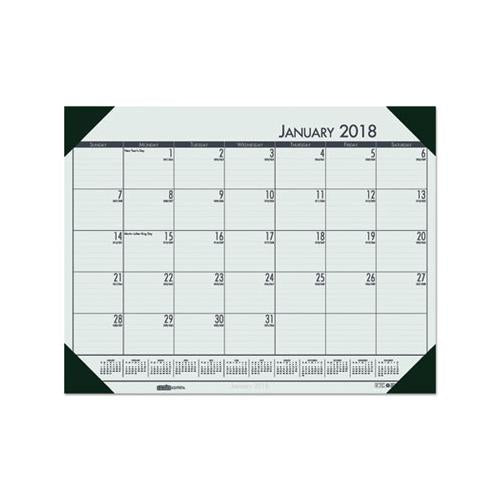 Recycled Ecotones Woodland Green Monthly Desk Pad Calendar, 22 X 17, 2021