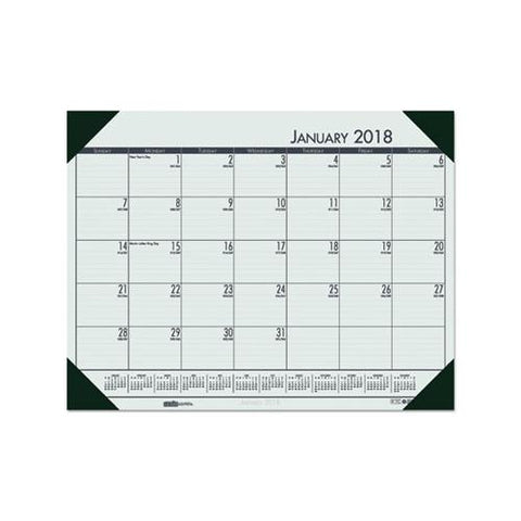 Recycled Ecotones Woodland Green Monthly Desk Pad Calendar, 22 X 17, 2021