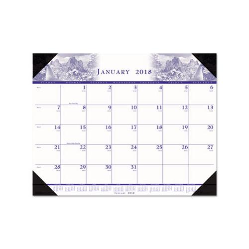 Recycled Full-color Photo Monthly Desk Pad Calendar, 22 X 17, 2021