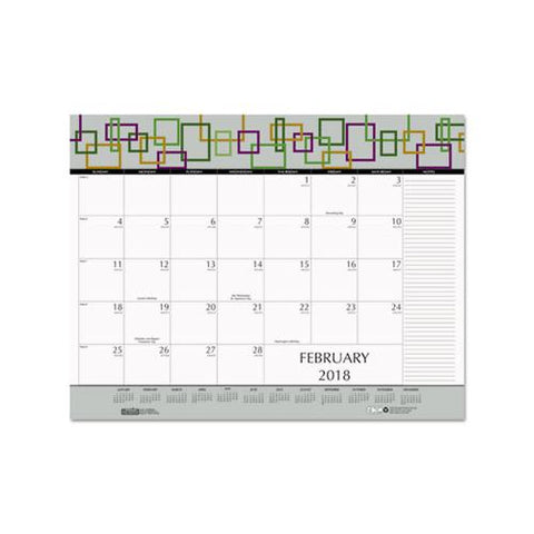 100% Recycled Geometric Desk Pad Calendar, 22 X 17, 2021