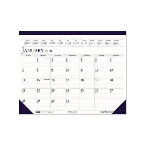 Recycled Two-color Monthly Desk Pad Calendar, 22 X 17, 2021