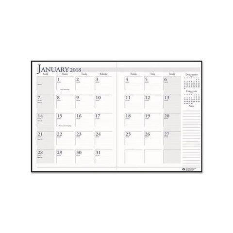 Recycled Ruled Planner With Stitched Leatherette Cover, 10 X 7, Black, 2020-2022