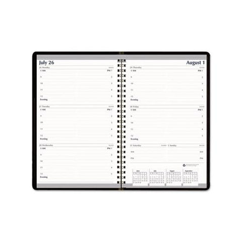 Recycled Weekly Appointment Book, 30-minute Appointments, 8 X 5, Black, 2021
