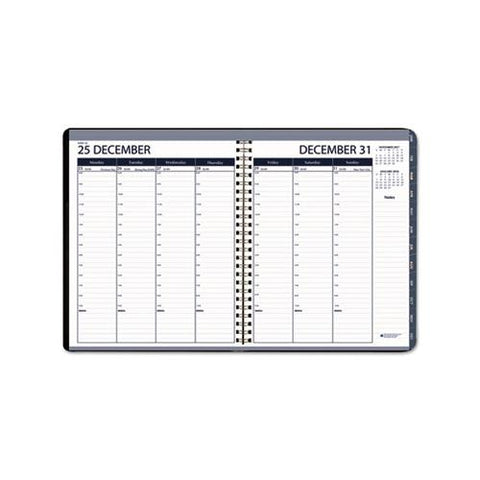 Recycled Wirebound Weekly-monthly Planner, 11 X 8.5, Black Leatherette, 2021