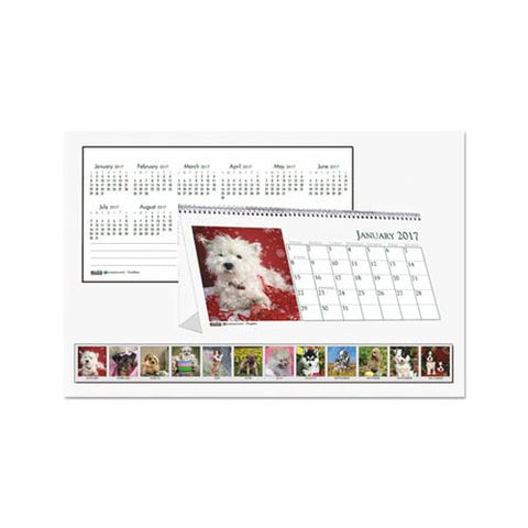 Recycled Puppy Photos Desk Tent Monthly Calendar, 8.5 X 4.5, 2021