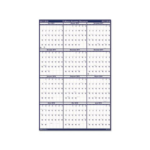 Recycled Poster Style Reversible Academic Yearly Calendar, 24 X 37, 2020-2021
