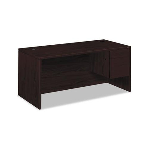 10500 Series "l" Right 3-4 Height Pedestal Desk, 66w X 30d X 29.5h, Mahogany