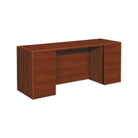 10700 Kneespace Credenza, Full Height Pedestals, 72w X 24d X 29.5h, Cognac