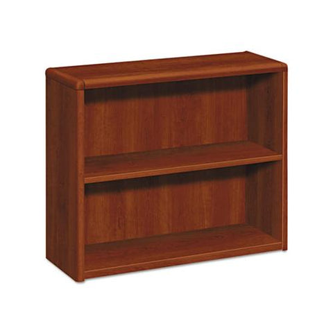 10700 Series Wood Bookcase, Two Shelf, 36w X 13 1-8d X 29 5-8h, Cognac