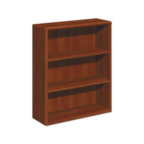 10700 Series Wood Bookcase, Three Shelf, 36w X 13 1-8d X 43 3-8h, Cognac