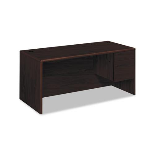 10700 Series "l" Desk, 3-4 Right Pedestal, 66w X 30d X 29.5h, Mahogany