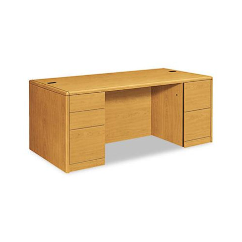 10700 Double Pedestal Desk With Full Height Pedestals, 72w X 36d X 29.5h, Harvest