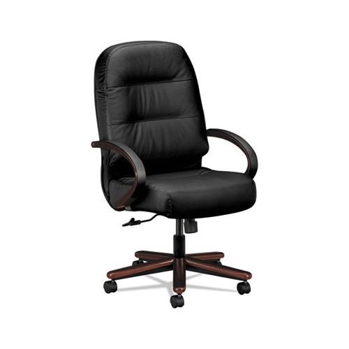 Pillow-soft 2190 Series Executive High-back Chair, Supports Up To 300 Lbs., Black Seat-black Back, Mahogany Base